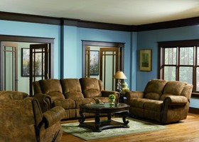 Brown Microfiber Reclining Sofa Love Seat Living Room Set