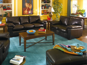 Brown Split Grain Leather Comfortable Living Room Furniture