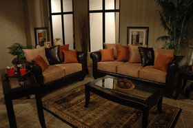 Chocolate Leather Sofa Love Seat Living Room Furniture