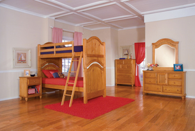 Classic Warm Brown Wood Youth Bunk Bed Furniture Set