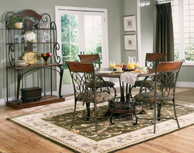Classical Oak Metal Framed Dining Room Set