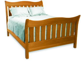 Contemporary Asian Cherry Sleigh Bedroom Furniture Set