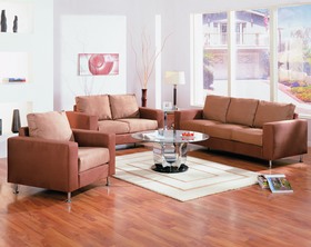 Contemporary Brown and Tan Living Room Sofa Set