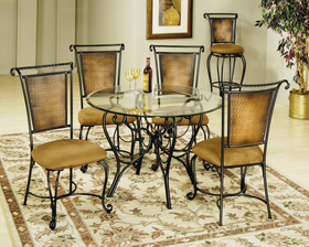 Contemporary Copper Beige Dinette Table Dining Room Set