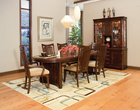 Contemporary Mocha Brown Double Pedestal Dining Set