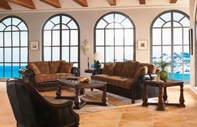 Dark Cherry Soft Chenille Upholstered Sofa Living Room Set