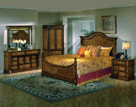 Elegant French Empire Queen King Panel Bed Bedroom Set