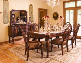 Elegant Walnut Casual Rectangular Dining Room Furniture Set