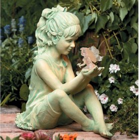 Girl with Fairy Stoneglow Statue