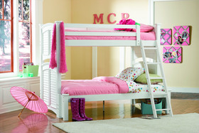 Girls White Twin Bunk Bed Furniture Set