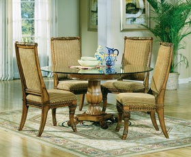 Grand Empire Casual Glass Round Dinette Dining Room Table