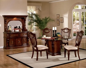 Grand Rich European Round Glass Pedestal Dinette Table Set