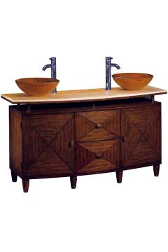Kyoto Double Sink Cabinet with Honey Solid Marble Top