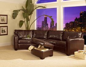 Media Sectional Sofa in Dark Brown Bicast Leather New