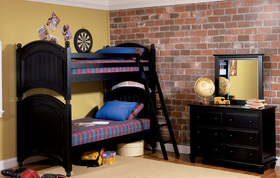 Modern Black Youth Twin Bunk Bed Furniture Set