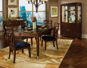 Modern Dark Brown Distressed Dining Room Table Set