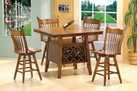 Oak Wood Bar Height Dining Room Dinette Set Pub Table Set