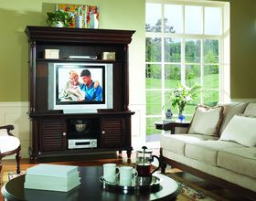 Plasma LCD Flat Screen TV Stand Solid Wood Beautiful Dark Stain