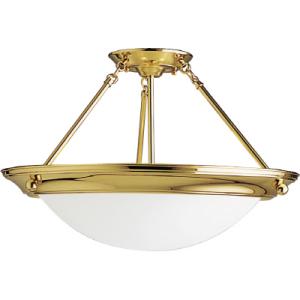 Progress Lighting Eclipse Collection Polished Brass 3-light Semi-flushmount