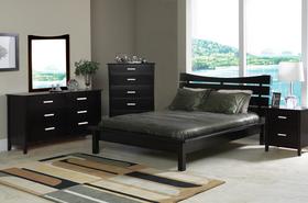 Queen Dark Wood Modern Contemporary Platform Bed Sets