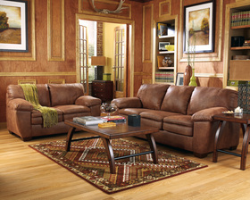 Relaxed Faux Leather Contemporary Sofa Loveseat Living Room Set