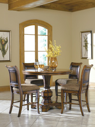 Rich Brown Nailhead Bar Height Pub Table Set