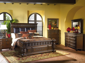 Rich Dark Brown Wood King Queen Bedroom Set