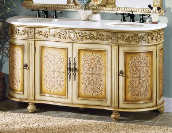 Royal Four-Door Double Sink Cabinet with Ivory Finish