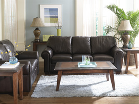 Rustic Dark Brown Leather Sofa Set
