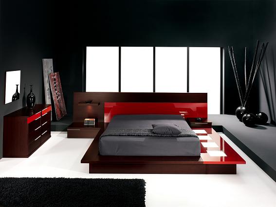 Selex-Blok red Modern platform bed