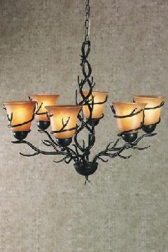 Six-Light Twigs Amber, Bronze Chandelier