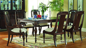 Solid Wood Formal 7 pc Dining Tropical Dark Stain