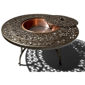 Thomas Cast Aluminum Round Table with Fire Pit