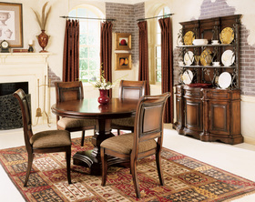 Traditional Dark Rich Brown Dining Room Furniture Set