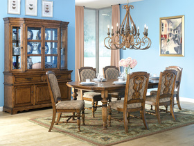 Traditional Soft Brown Wood Dining Room Furniture Set