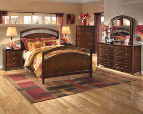 Warm Brown King Queen Sleigh Bedroom Set