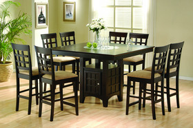 Wine Bottle Storage Tall Counter Height Table with Square Top and Built-in Lazy Susan