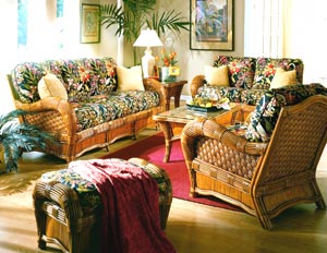 Woven Rattan Upholstery & Table Set