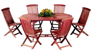 7 Pc. Outdoor Wood Dining Set -Table & 6 Folding Chairs
