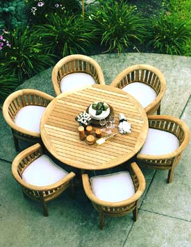 7 Piece Teak Dining Table & Armchair Set