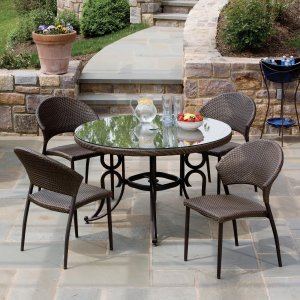 Alfresco Home Vento 48 Inch Round Wicker Dining Set