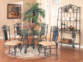 Antique Brass Dining Room Dinette Furniture Set