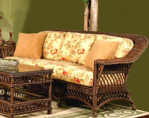 Bar Harbour Sofa w Wicker Frame & Cushion
