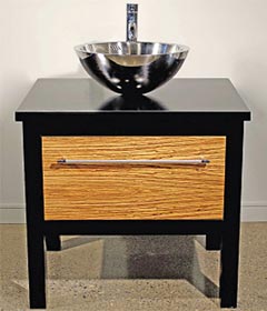 Cantrio Koncepts Dark Brown Vanity w/Zebra Wood Sliding Drawer