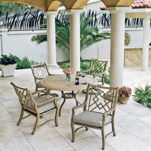 Carson Faux Stone Dining Set with Cushioned Chairs