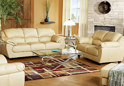 Caruso Cream Leather 6 Pc Livingroom