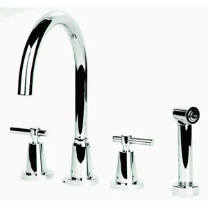 Chrome Two-Handle Kitchen Faucet with Sidespray