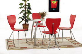 Contemporary Dining Glass Top Silver Metal Retro Legs