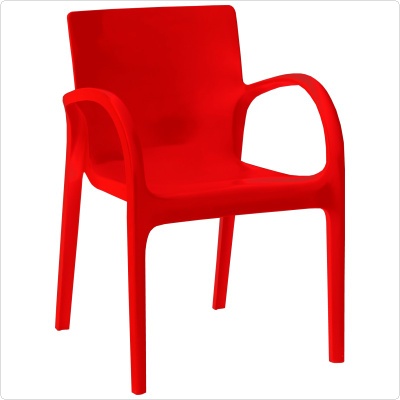 Dejavu Glossy Plastic Outdoor Arm Chair Red