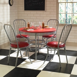 Dinette Set in Red / Silver - Soda Shoppe